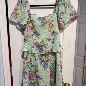 Spring Sale: TCEC Floral Eyelet Dress in Mint Green